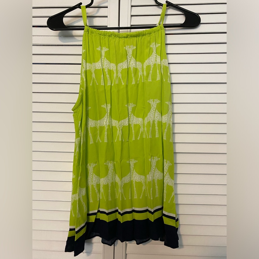 Crown & Ivy Lime Green and Navy Blue Giraffe Tank Top